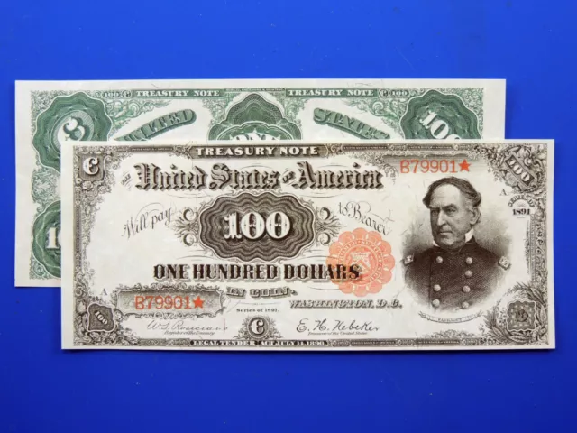 Reproduction $100 1891 Treasury Note US Paper Money Currency Copy