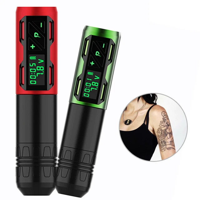 Pluma de tatuaje inalámbrica LCD motor sin núcleo lápiz 4 colores EE. UU.