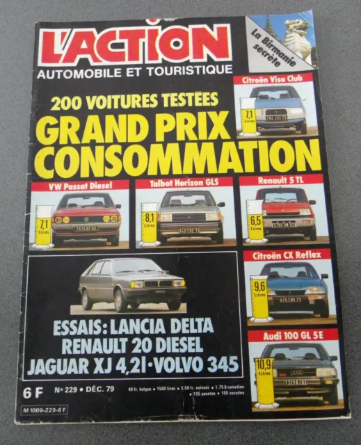 revue L'action automobile N°229 décembre 1979 Lancia Delta Renault 20 Jaguar XJ