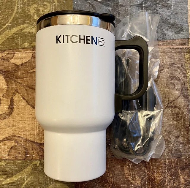 Heated Travel Mug 15oz. White 12v DC Adapter Cord NEW!