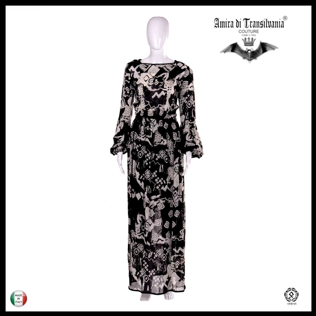 abito donna estivo griff alta moda couture brand lungo bianco nero cocktail seta
