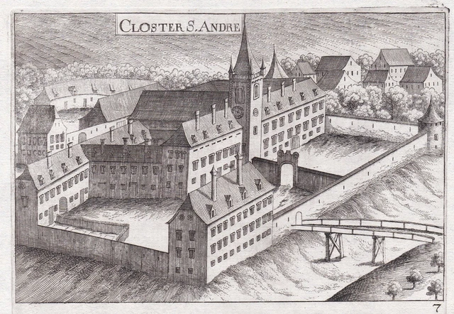 St Andrä An Der Traisen Herzogenburg Incisione Stampa Antica Vischer 1672