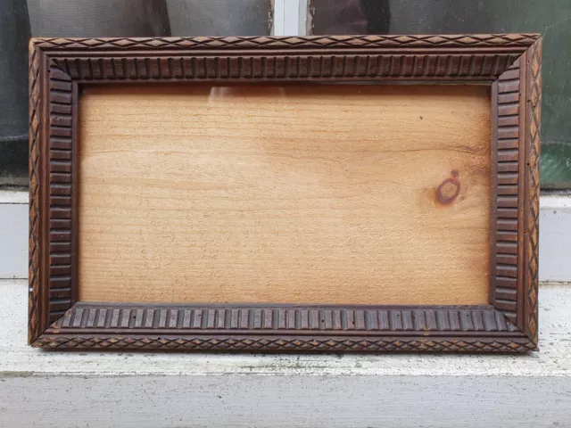 Antique Carved Wood Wooden Front Photo Picture Frame 12 1/2’’W X 7 3/4’’D