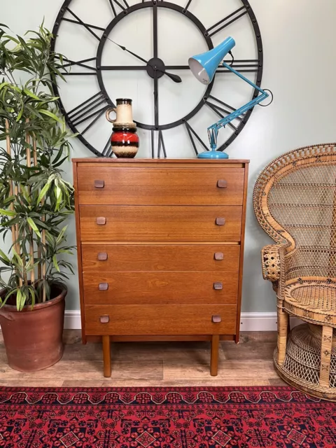 Stunning Mid Century Retro Teak Avalon Chest Of Drawers, Danish Style