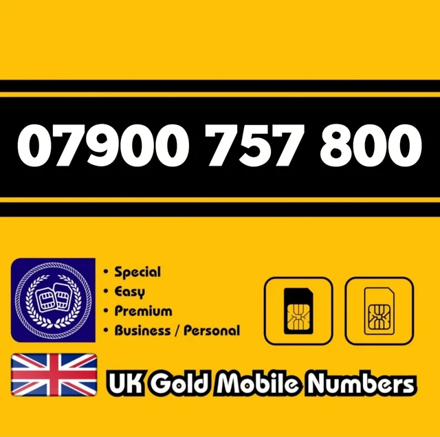 Gold Mobile Number Easy VIP Business Special Memorable UK O2 EE Voda 3 SIM Card