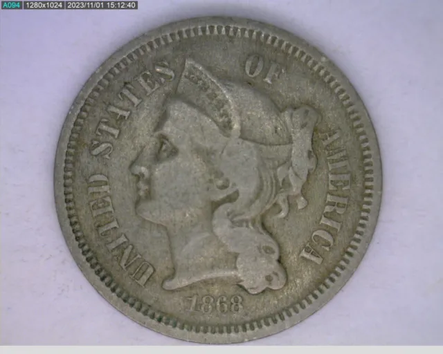 1868 three cent nickel (47-429 11m3) 2