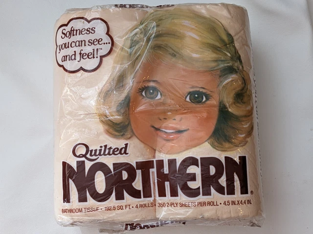 Vintage 80s Quilted Northern Carta Igienica Marrone Colore 4 Rotolo Film TV Set