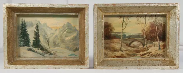 2x Ölgemälde von HANS JEMÜLLER Ölbild Gemälde Zugspitze Garmisch painting