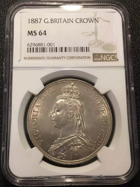 NGC MS64 British coin Britain 1887 one crown 1 crown silver coin