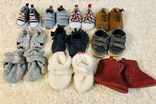 Baby Boy Shoes Lot Of 10 Nb 0-3 0-6 Months Mixed