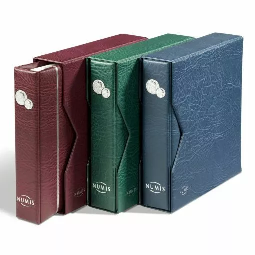 Numis Red Coin Album in Slipcase with 5 Mixed Pages + free sample 338789