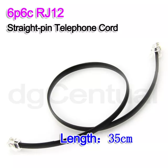 Brand New Black 35cm 6P6C PRO ADSL Telephone Cord Cable RJ11 / RJ12 for ADSL