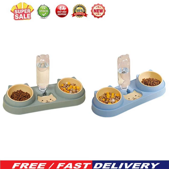 Cat Food Double Bowl Pet Automatic Feeder Water Dispenser Dog Cat Food Container