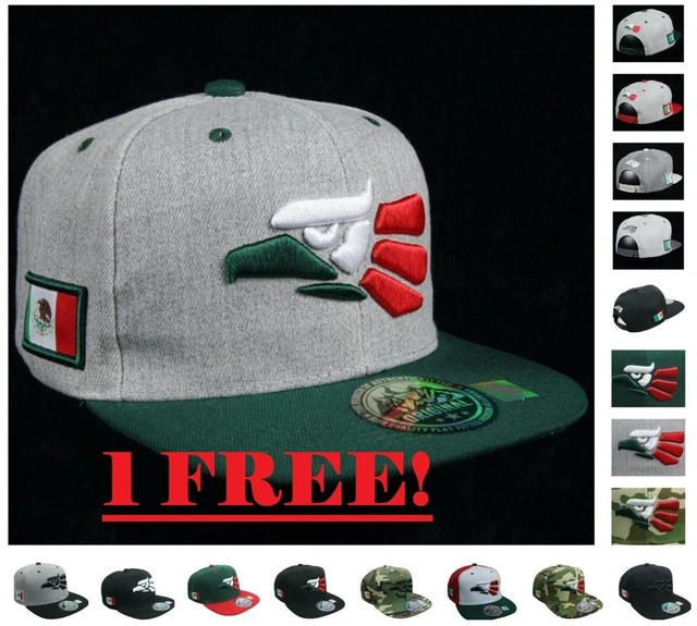 MENS BASEBALL CAP Hecho En Mexico Hat Mexican Flag Flat Bill Sports Red