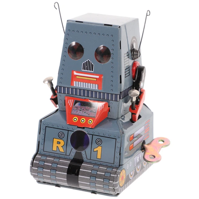 Robot Jouet Rétro SHOTAY BENGKUI - Mécanisme à Remontoir Métal, Marche Vintage, Collection Bleu