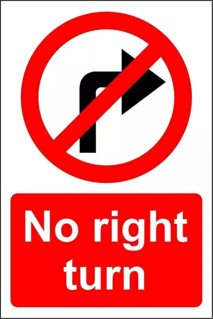 Mandatory No right turn  metal park safety sign
