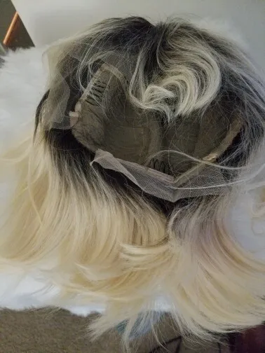 Blair Blonde black fringe ombre straight European 100% Human Hair long wig