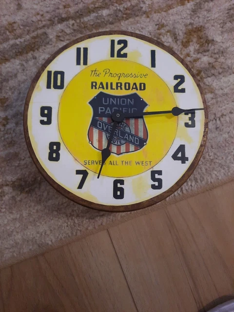 Union Pacific Railroad Battery Operated 8 Inch Wall Clock.  TESTED AND WORKING!