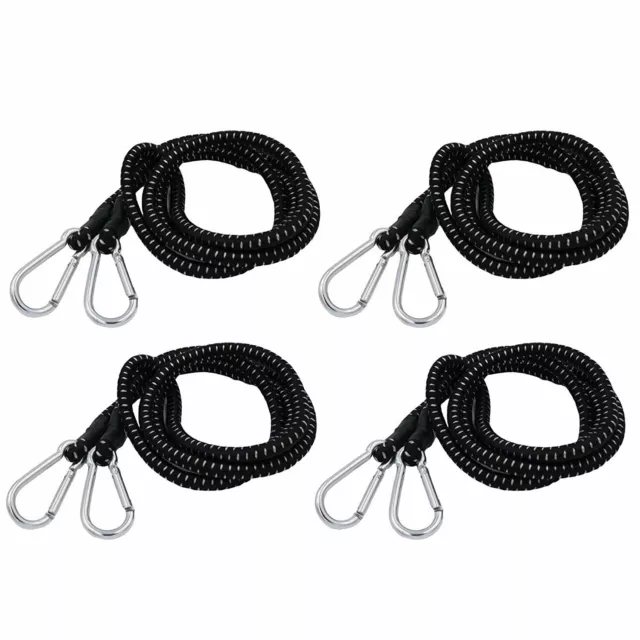4 Pcs 70" inch Extra Long Heavy Duty Bungee Cord Black with Carabiner Hooks Bulk