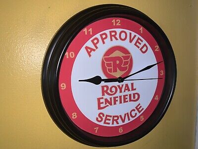 Royal Enfield Motorcycle AppService Garage Advertising Man Cave Clock Sign