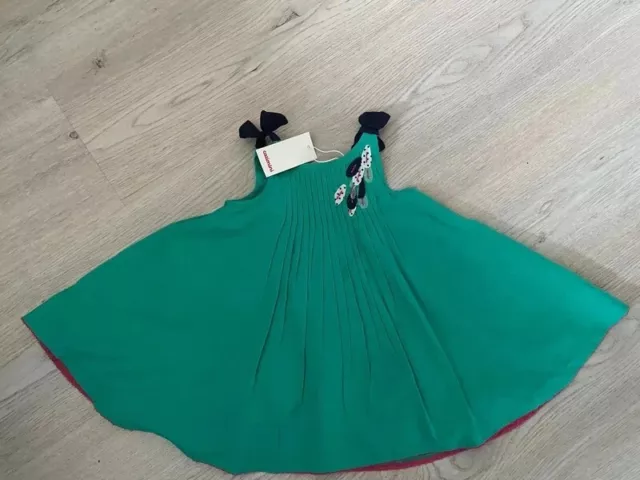 Robe Catimini vert doublée taille 6 mois neuve