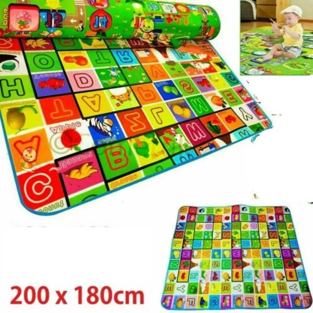 2 Side Baby Play Mat Kids Crawling Educational Soft Foam Baby Carpet 200X180Cm