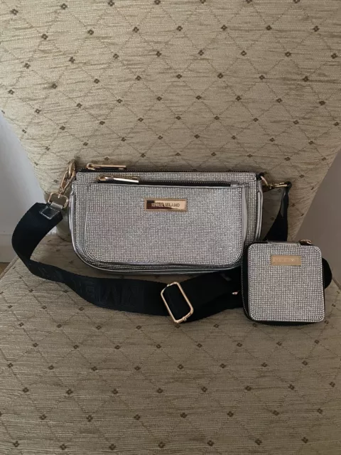 RIVER ISLAND DIAMANTE Cross Body Bag With Pouch Beautiful Handbag