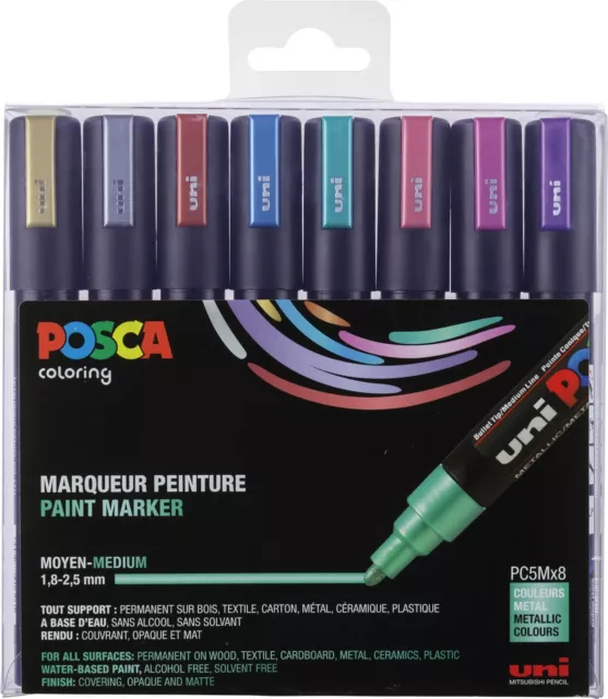 Mitsubishi Marker UNI POSCA PC-5M 8er Set Metallic 182520