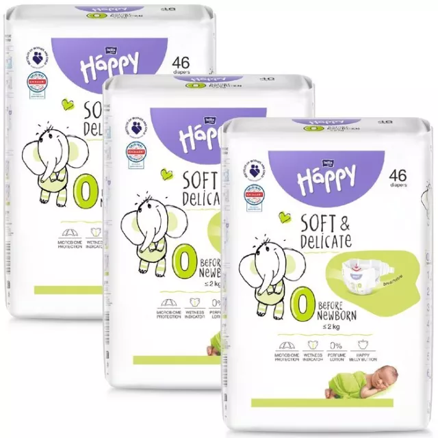 bella baby Happy Windeln Gr.0 Before Newborn bis 2kg 46 Stück im 3er Pack