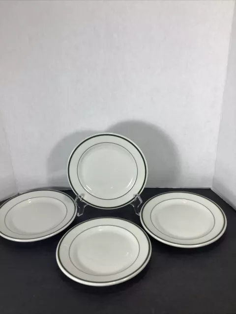 Set Of 4~RimRol Shenango China®️Green Stripe Side/Dessert/ Bread Plates~7” 2