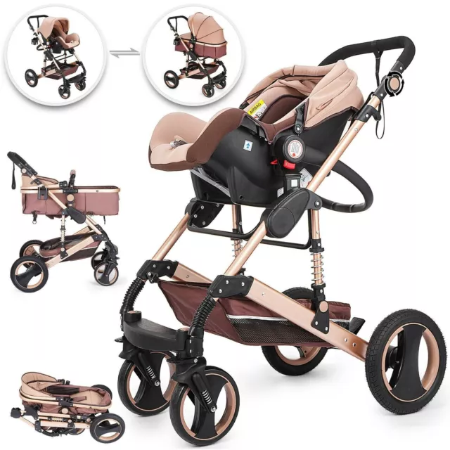 Buggy Infant Travel 3 In 1 Pushchair Foldable Luxury Baby Stroller With Car Seat
