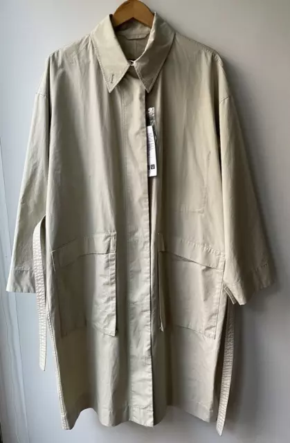 NEW w Tags UNIQLO  Cotton Long Belted Trench Coat Natural Khaki-M