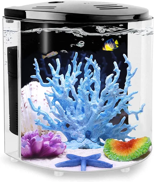 Craftsboys Fish Tank 4.5L Betta Aquarium Starter Kits with Backwall Filter, Led