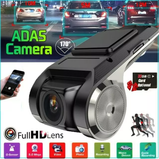 Dash Cam USB 1080P FHD Car DVR 2MP Camera Video Recorder 170° ADAS G-sensor +32G