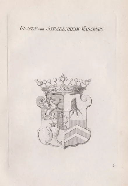 Strahlenheim Stralenheim Wasabourg Wasaburg Wappen coat of arms Kupferstich