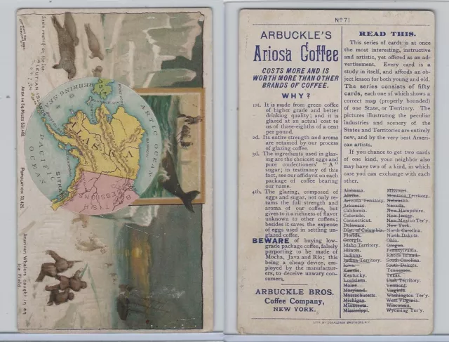 K6 Arbuckle Coffee, Illustrated Atlas of the U.S., 1890, #71 Alaska