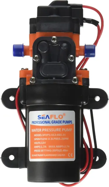 12V 1.2 GPM 35 PSI Water Pressure Diaphragm Pump