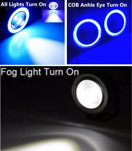 3.5"  COB  Fog Light Projector Car CCFL Blue Angel Eyes Halo Ring DRL Headlight