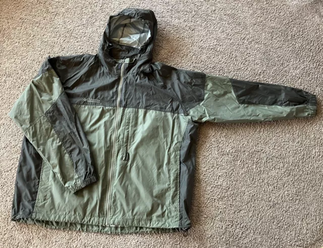 Columbia Jacket Mens XXL Green Full Zip Hooded Rain Windbreaker Packable 2XL