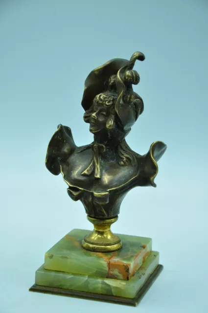 Statue buste de femme élégante en bronze sur marbre haute époque collection