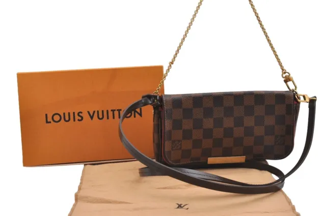 Authentic Louis Vuitton Damier Favorite PM 2Way Shoulder Bag N41276 LV Box 2156I