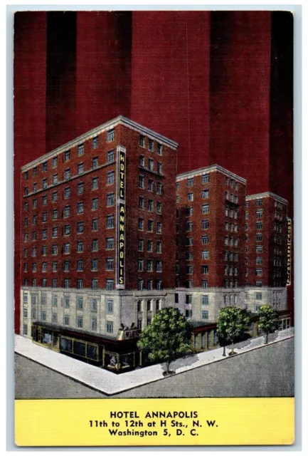 Washington DC Postcard Hotel Annapolis Building Exterior Scene c1940's Vintage