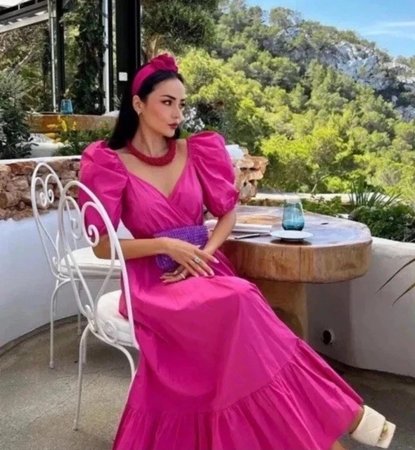 knee length dresses for ladies ZARA Women's Velvet Pink Sleeveless Back Zipper Sweetheart Neck Midi Dress  Sz S