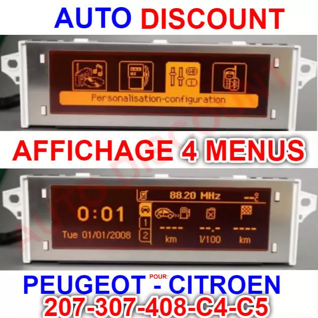 Ecran lcd afficheur multifonction Pour Peugeot Citroen C4, C5, 207, 307, 407