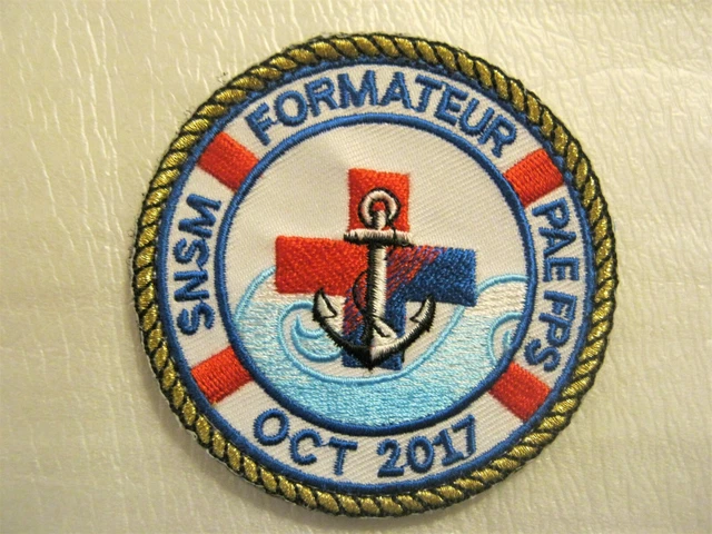 Insigne Tissu Brodé Marine – Sauvetage En Mer, France, Vintage