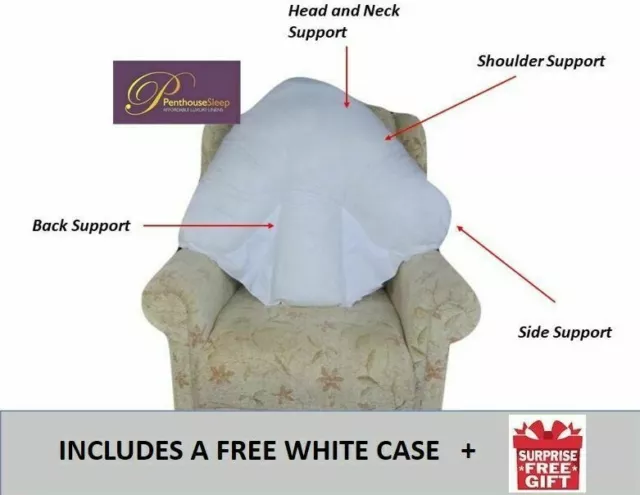 Orthopaedic Back Neck Head Support Pillow Batwing Pillow Large FREE WHITE CASE