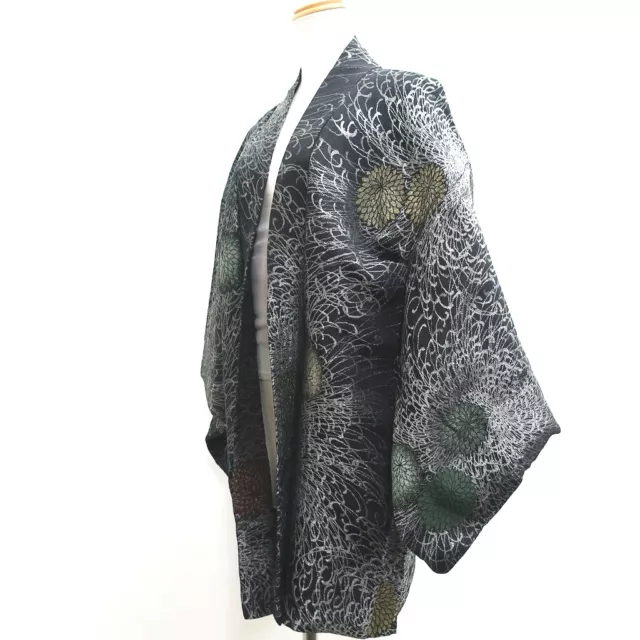 9017D1 Silk Vintage Japanese Kimono Haori Jacket Spreading Chrysanthemum