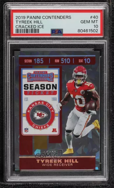2019 Panini Contenders Season Ticket Cracked Ice 18/23 Tyreek Hill PSA 10 GEM MT