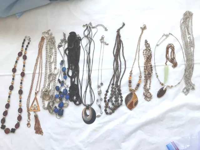 Large Lot Of 13 Vintage To Now Costume Jewelry Necklaces. Assorted.