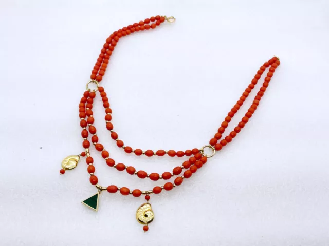 COLLANA di corallo rosso del mediterraneo naturale della Sardegna e oro 18kt 750 3